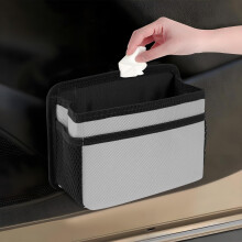 Car Trash Can Waterproof Foldable Organizer Compact Leakproof Bin for Car Seatback and Door Gray