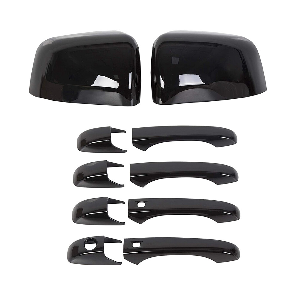 Mirror Covers + Door Handle Covers For 2011-2020 Grand Cherokee Durango Black 6031501324665