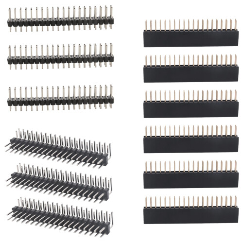 12PCS 40 Pin GPIO Header Kit 20X2 Pin Angolo Retto GPIO Header Presa per Raspberry Pi Zero / 4B / 3B + / 3B / 3A +