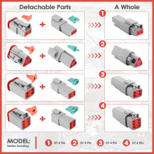 140Pcs Deutsch DT Series Waterproof Wire Connector Kit DT06-2/3/4/6S DT04-2/3/4/6P Automotive Sealed Plug with Pins Box