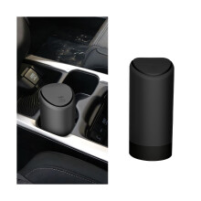 Car Trash Can with Push Lid, Leakproof Cup Holder Vehicle Garbage Bin for SUV Sedan Truck Black