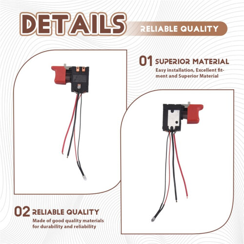 Black Adjustable CW/CCW Electric Drill Trigger  7.2V-24V 2
