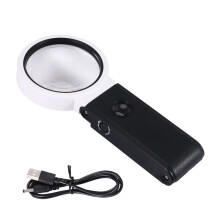 Loupe avec LumièRe et Support, Loupe Pliante RéGlable de Poche 6X 25X Mains Libres avec éClairage LED