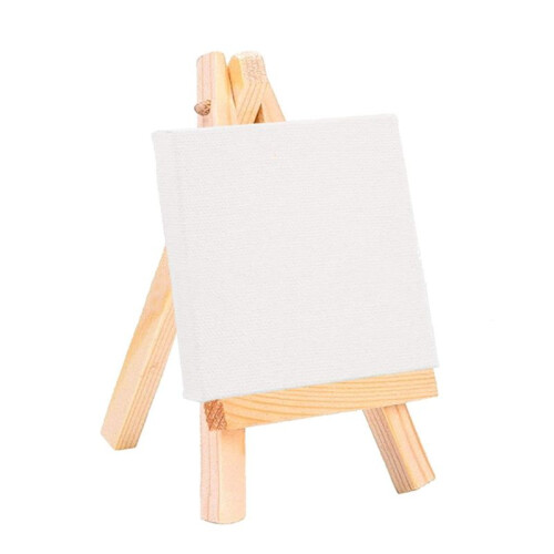 12 PeçAs  Cavalete para Artistas + 3 Polegadas X 3 Polegadas  Conjunto de Tela Pintura para CriançAs Artesanato FaçA Você Mesmo Desenho 2