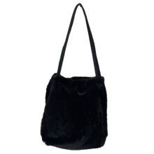 Women's Shopper Bag Plush Tote Shoulder Bags for Women Fluffy Female Handbag Fur Ladies Hand Shoppers Bag,Black