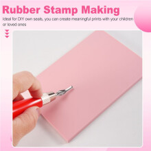 Jeu de Fabrication de Timbres en Caoutchouc, Trousse D'Outils D'Impression de Blocs, Coupe-LinoléUm avec 6 Lames de Type, Papier Calque pour la