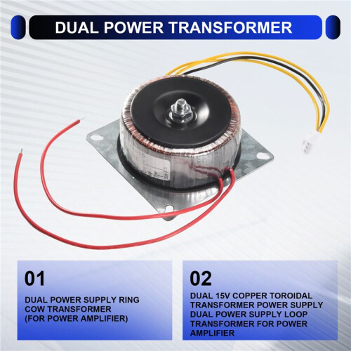 Dual 15V Copper Toroidal Transformer Power Supply Dual Power Supply Loop Transformer for Power Amplifier 2