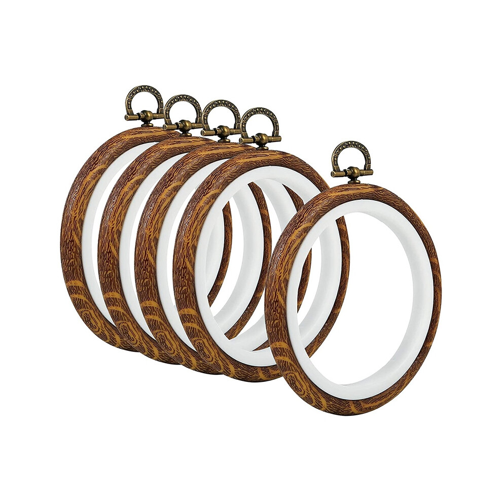 5Pcs Embroidery Hoops Imitated Wood Embroidery Circle Round Display Frame Circle For Art Sewing And Hanging 6031501323224