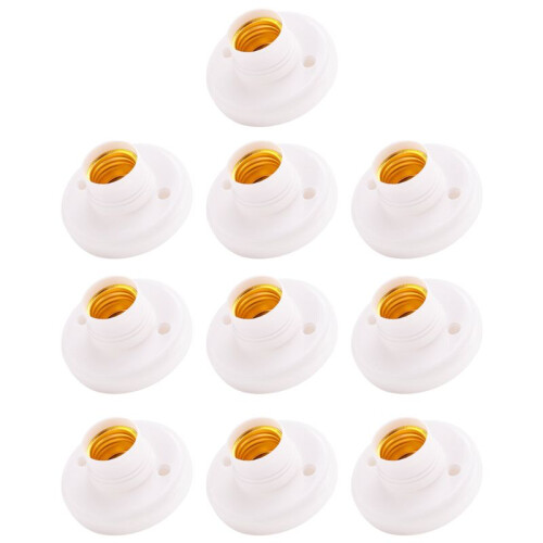 10Pcs E27 Plastic Screw Lamp Holder Round Lamp Holder Bulb Socket Holder Adapter 1