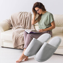 Thick Fleece Non Slip Slippers for Travel Hotel Home & Party Guest Use