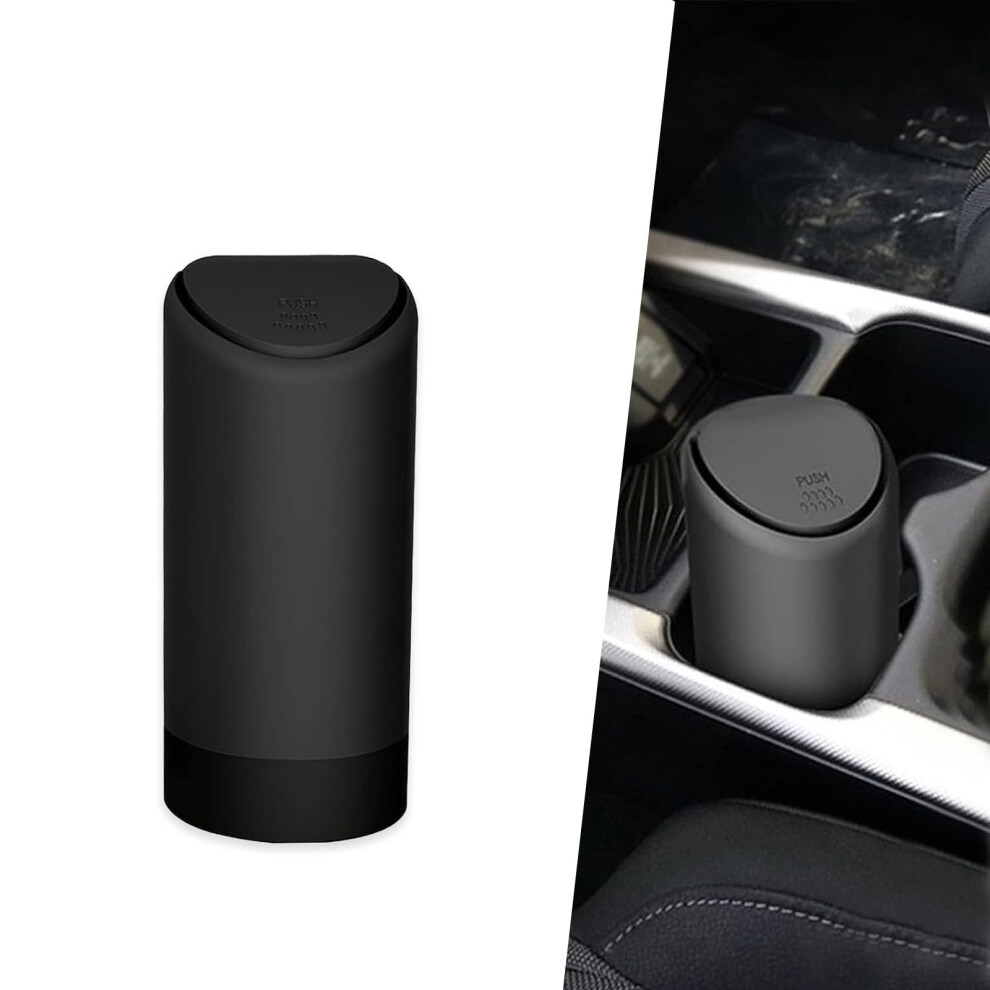 Car Trash Can With Lid, Waterproof Leakproof Car Garbage Bin, Compact Onehand Push Black 9169991204482
