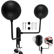 Motorcycle Helmet Rack Wall Mounted DualBall Holder with 180 Rotating SpaceSaving Aluminum Hanger Black