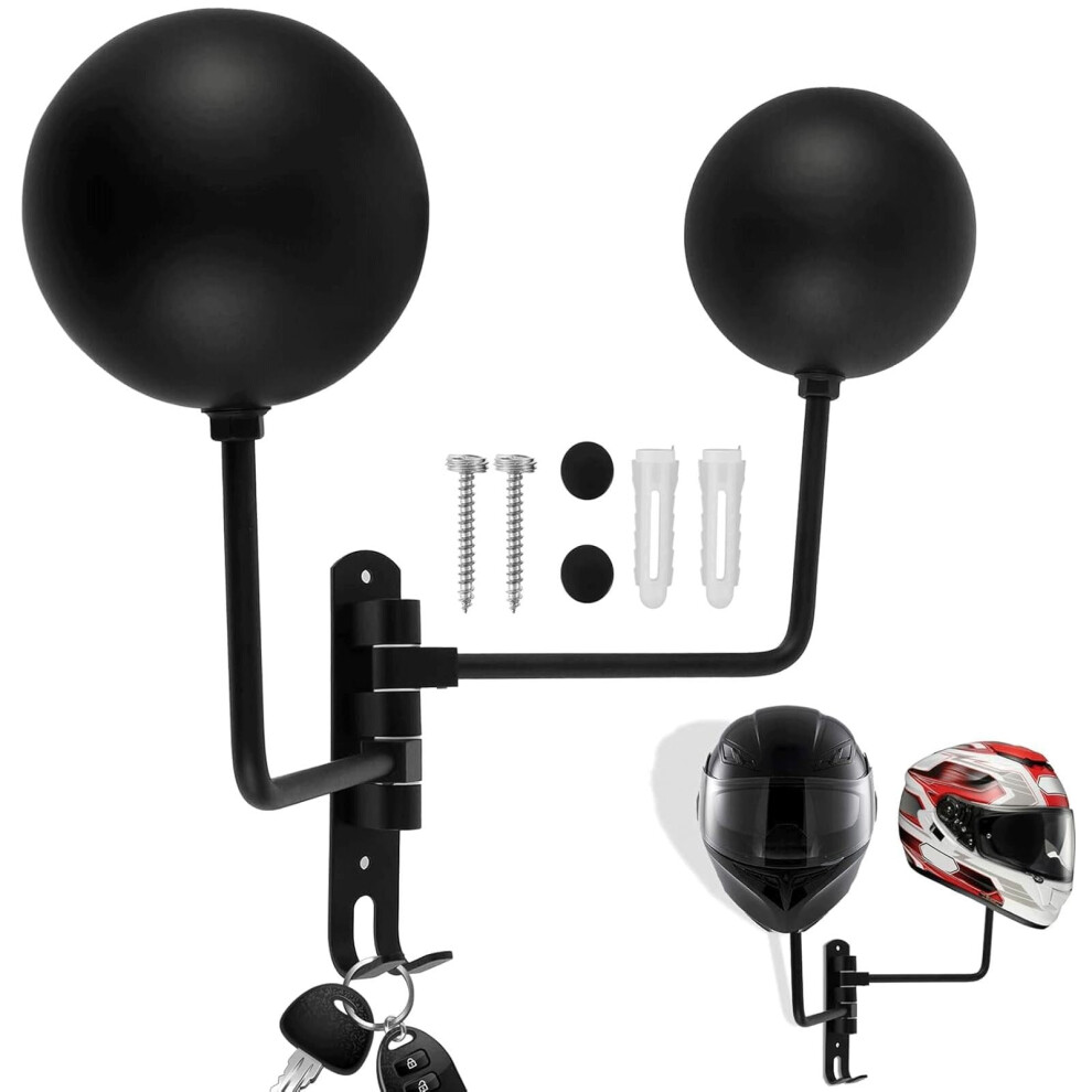 Motorcycle Helmet Rack Wall Mounted Dualball Holder With 180 Rotating Spacesaving Aluminum Hanger Black 9169991204536