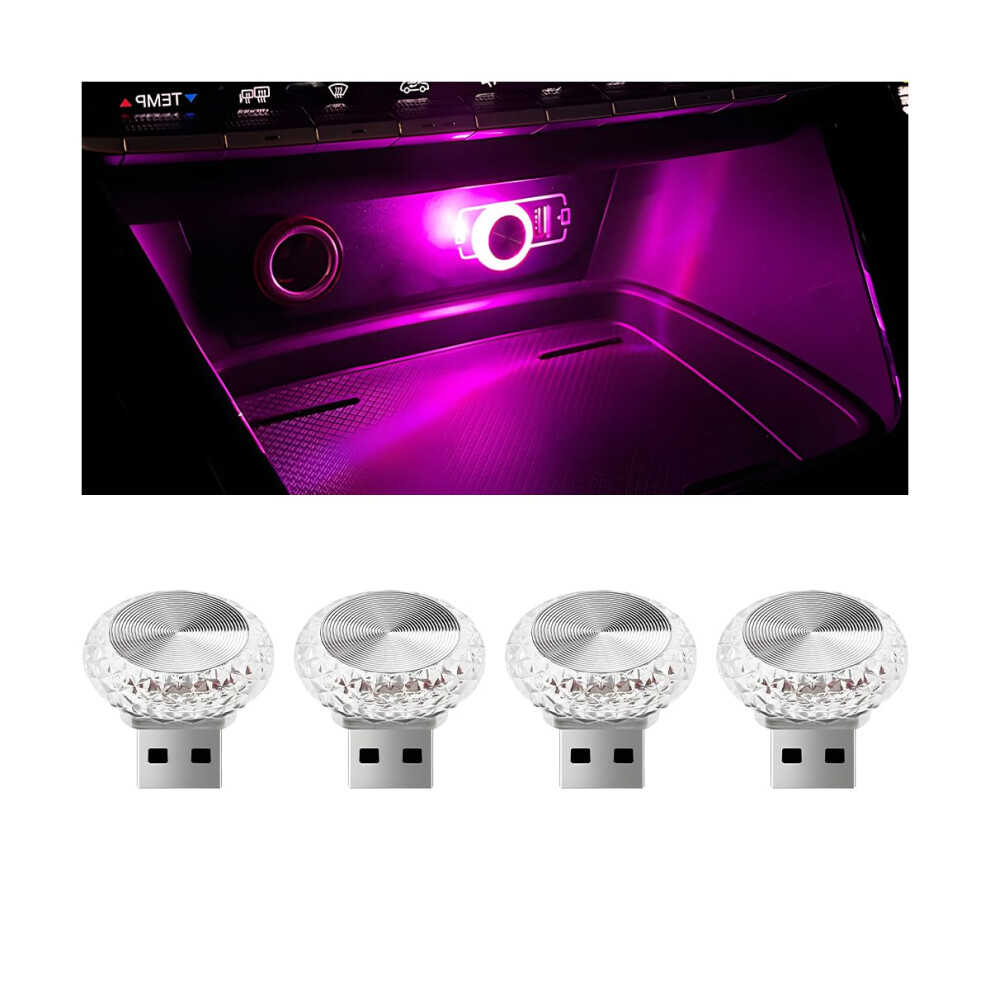 4Pcs Car Interior Led Lights Usb Ambient Lighting Kit Plug And Play Constant For Suv Truck Rv Purple 9169991204574