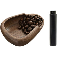Coffee Bean Dosing Cup and Coffee Spritzer Set Coffee Bar Accessories Wooden Dosing Vessel/Single Dose Measuring Tray