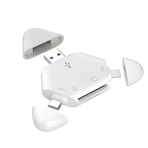 3 in 1 Memory Card Reader with Triangle Magnetic Cap Type-C USB Port Support TF/ for PC Laptop  Phone