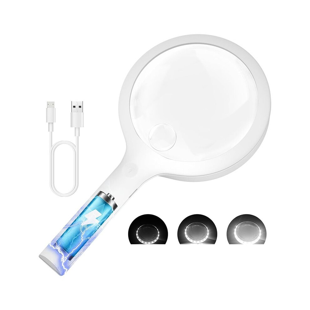 Light 30X 60X Charge Magnifying Glass With ,4.33Inch Large Handheld Magnifying Glass 20 Day Leds, Ed Magnifier