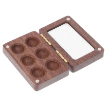 Empty Palette 6 Grids Portable Wooden Acrylic Paint Box Wood Palette Tray Travel Palette Black Walnut