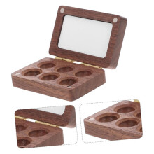 Pusta Paleta 6 Kratek Przenośna Drewniana Skrzynka na Farby Akrylowe Drewniana Paleta Taca Podróżna Czarny Orzech