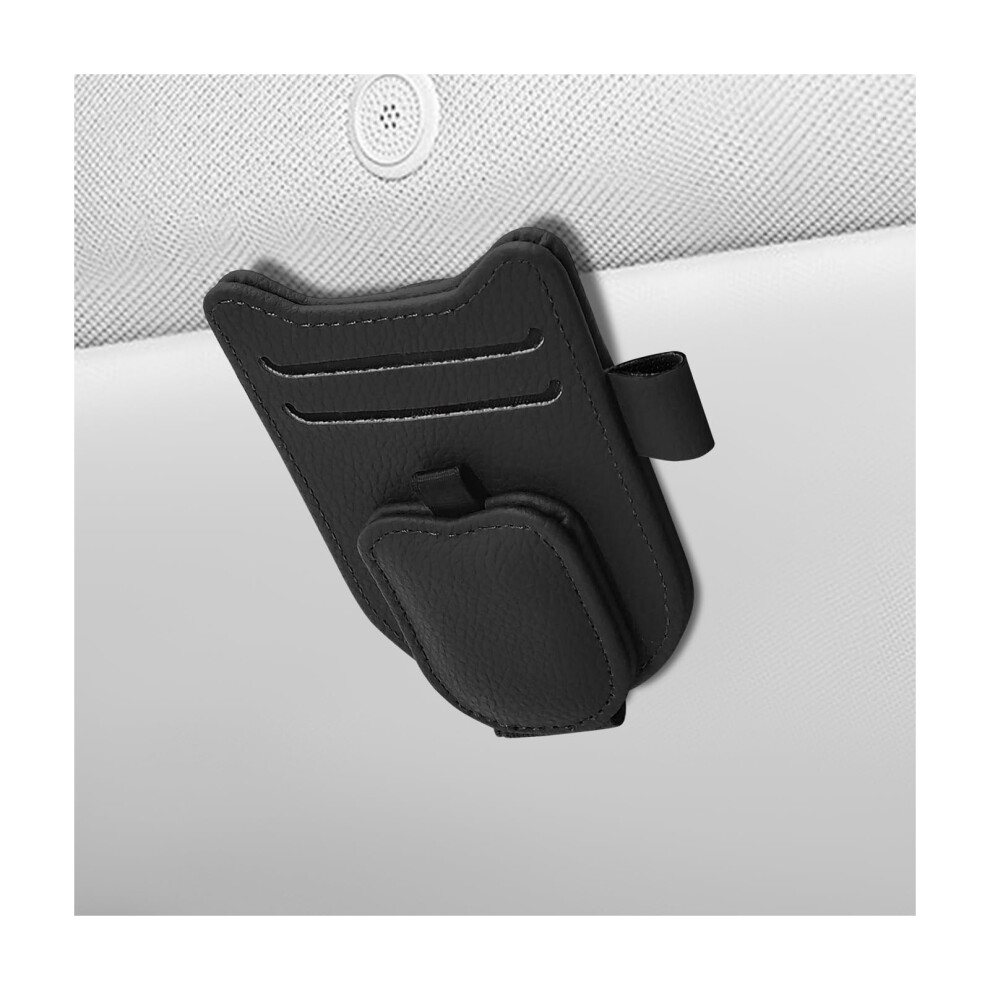 Car Sunglasses Holder Magnetic Leather Sun Visor Organizer With Pen Clip And Multipocket Storage 9771547183617