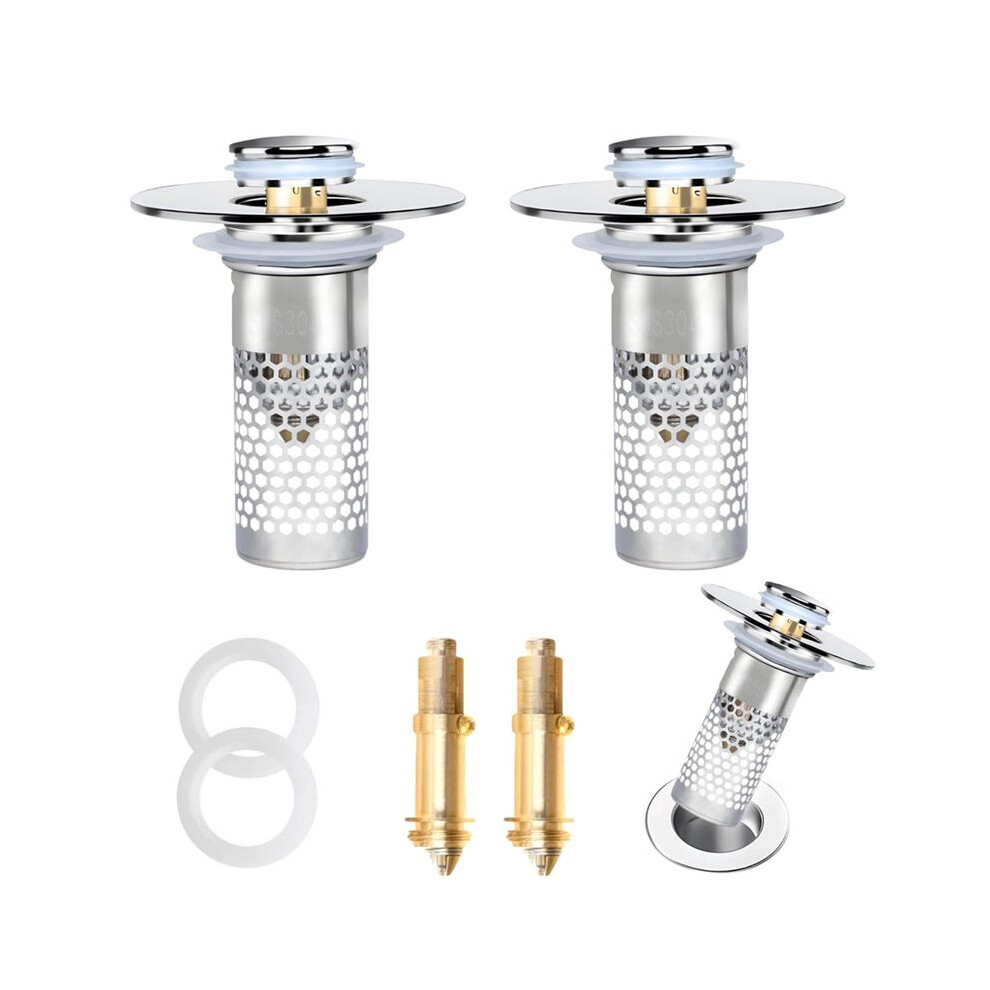 Upgraded 3 In 1 Bathroom Sink Stopper, Popup Sink Drain Strainer With Removable Stainless Steel Filter Basket 6033460468565