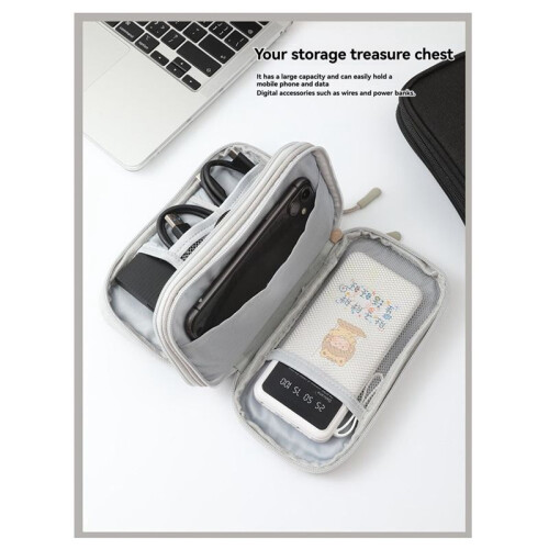 Data Cable Storage Bag Power Charging Cable Bag Box Digital Storage Bag U Disk Headphone Hard Drive Storage Box Black 2