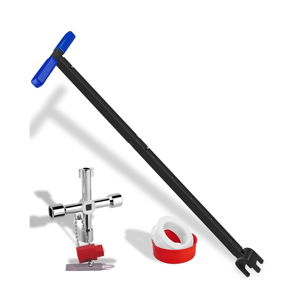 Water Meter Key Shut Off Tool 15 Inch To 28 Inch With 4-Way Utilities Key, T-Handle Removable Water Meter Wrench 6031808990259