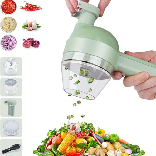 5 in 1 Electric Vegetable Cutter Set Portable, Rechargeable, Wireless Food Processor and Chopper Machine for Pepper 1
