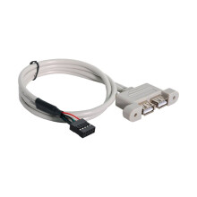 Câble USB 2.0 Femelle à Profil Bas pour Panneau Arrière Vers Carte Mère, 9 Broches, 30 cm, avec Support PCI de 8 cm de Hauteur