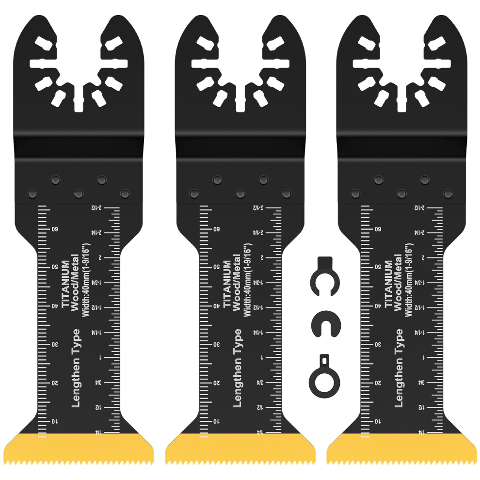 Titanium Oscillating Saw Blades 3Pcs With Spacer Adapters For Fast Deep Cutting Wood And Metal 9771547183778