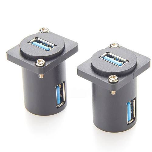 USB 3.0 Panel Mount Adapter Angled Exit USB 3.0 A Female D-Type Panel Mount Connector Bulkhead Coupler