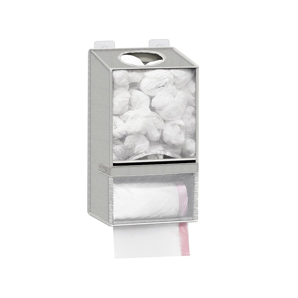 Tauoh Wall Mount Plastic Bag Holder -Grocery Bag Holder For Shopping Bags, Bag Organizer With Trash Roll Dispenser Grey