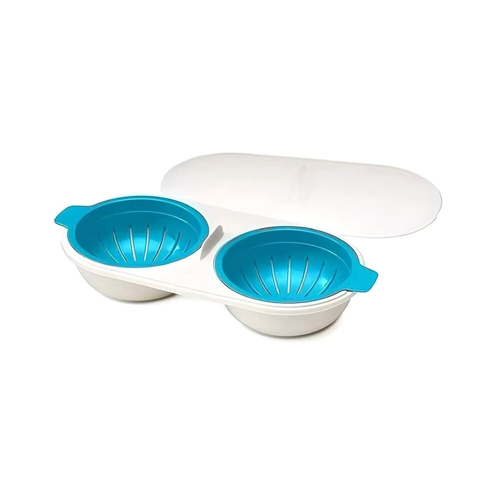 Microwave Egg Poacher,, Microwave Egg Cooker with Lid,Double Layer Microwave Boiled Eggs Maker for Egg Hamburg Breakfast