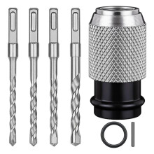 Rotary Hammer Adapter with Impact Drill Bits Set, Electric Hammer to Drill Converter - Adapter + 4PCS Drills