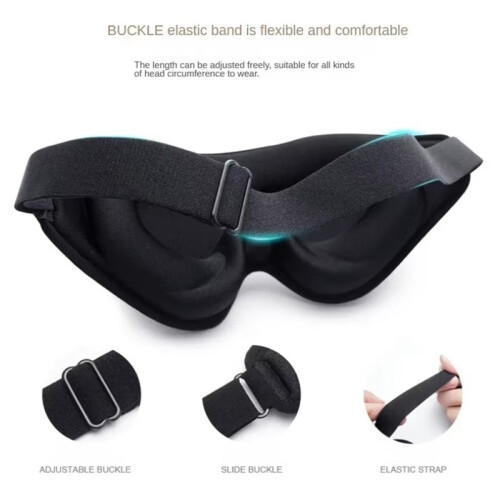 3D Memory Foam Sleeping Mask - Light Blocking Sleep Aid, Comfortable & Adjustable Eye Shade Blindfold 2