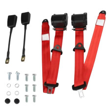 2PCS 3Point Belts Universal Retractable Adjustable Belts for Cart UTV Minivan RV Truck (Red)