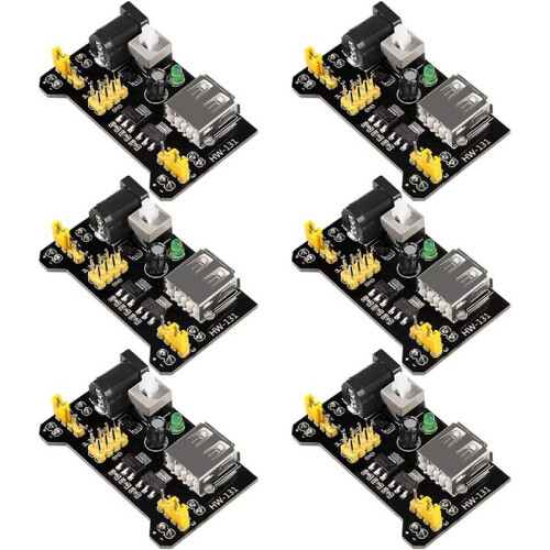 6PCS 3.3V 5V MB102 Breadboard Power Supply Module  6.5-12V USB for  Solderless Bread Board