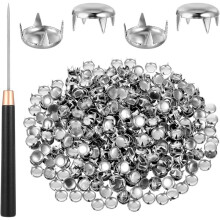500 Pcs 10mm Round Dome Studs for Clothing, Metal Stud Clothing Spikes Studs with Awl, Jacket Stud for DIY Leather