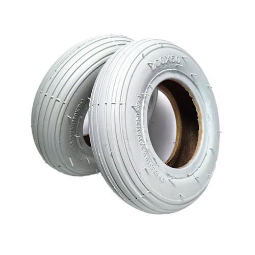 2 Pneus Externos Cinza de 8 Polegadas (200x50) para Roda Dianteira de Cadeira de Rodas Elétrica