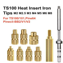 Warmte-Inzetmoer Soldeerpuntadapter voor TS100/101 Pine64 Pinecil Serie Soldeerbouten M2-M8 Smeltlijm Inzetsets