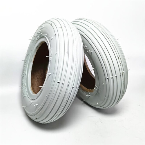 2 Pneus Externos Cinza de 8 Polegadas (200x50) para Roda Dianteira de Cadeira de Rodas Elétrica 2
