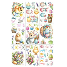 1 Conjunto de Adesivos de Janela de Páscoa Fofos, Coelhos de Desenho Animado, Ovos de Páscoa, Flores, Adesivos de Vidro, Decoração de Páscoa