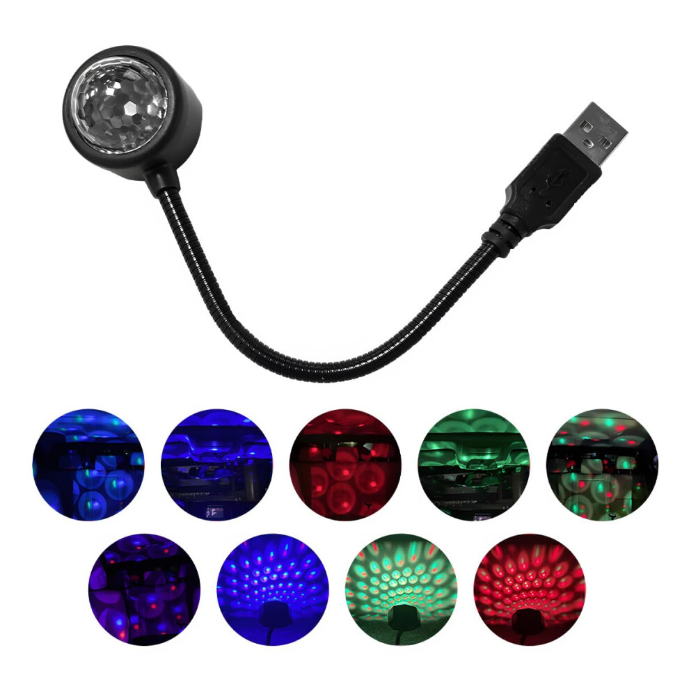 Car Star Projector With Soundactivated Show, Usb Rgb Led Ambient Car Roof 9 Modes Light 9169991204987