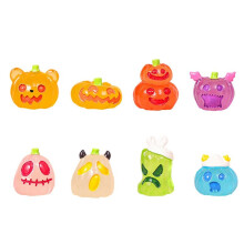 8 Stück Leuchtende Halloween-Miniaturfiguren in Mikrolandschaft, Kunstharz, für Den Feengarten, Ornament, Kürbisgeist, Dekoration