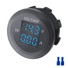 Voltímetro Digital de 12-24 V, Amperímetro, Probador, Monitor, Voltaje VA, Panel LED Redondo de Tres Dígitos, Resistente Al Agua A