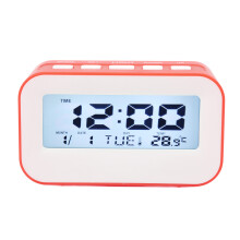 Réveil pour enfants LCD avec rétroéclairage, minuterie, rappel d'anniversaire, rouge