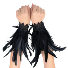 Women FeatherCuffs Fur Soft FeatherWrist Cuffs Women FeatherBracelet Fur Cuff Accessories Festival Show Dance Black