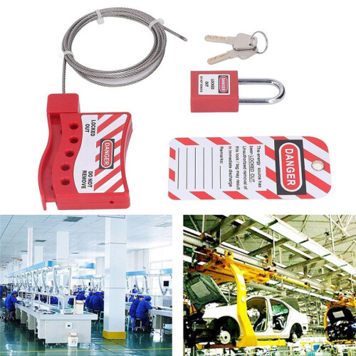 Lockout Tagout Cable Lock Resistant-Temperature, Handled Door Valve  Locks Electrical Plug Lockout Device