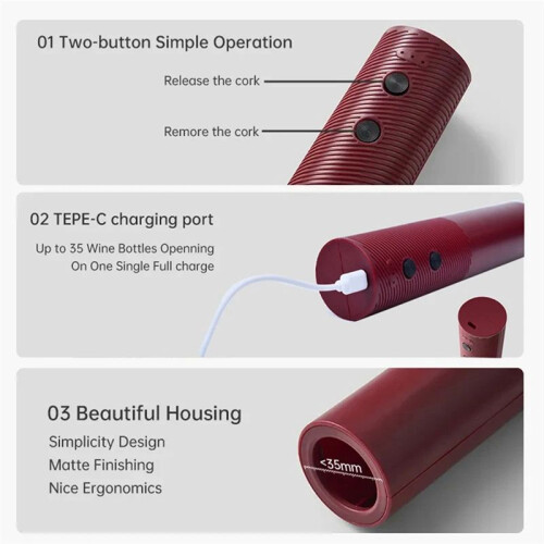 Electric Wine Bottle Opener Automatic Red Wine Corkscrew Rechargeable Wine Opener One-Click Button Wine Tools Kitchen B