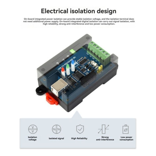 Convertidor Aislado Industrial USB A RS232/485 (B) FT232RNL Convertidor USB Tipo Riel Protección Múltiple 2